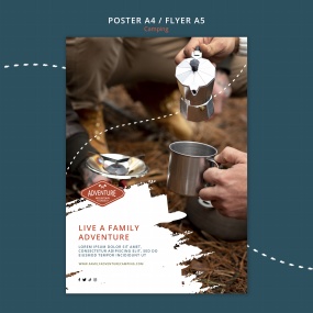 露营垂直海报模板PSD